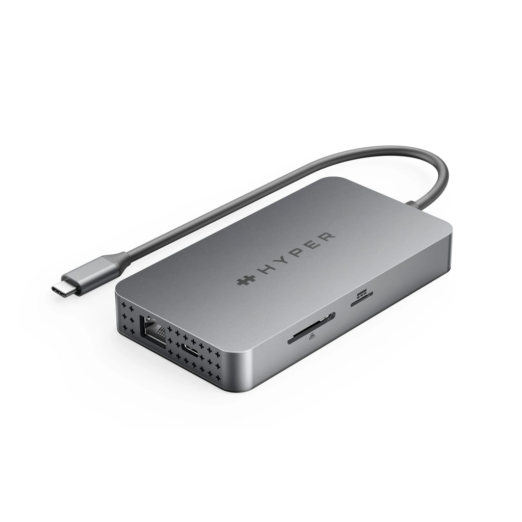 Hyper HyperDrive Dual 10 Port USB-C Hub, 4K HDMI, Ethernet, 1 USB-C, 2 USB-A,  microSD/SD, travel dock for M1/M2/M3 MacBook Gray HDM1H - Best Buy