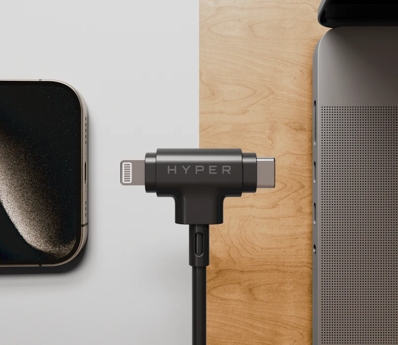 HyperJuice USB-C and Lightning Hybrid Silicone Cable (1.5m/5ft)