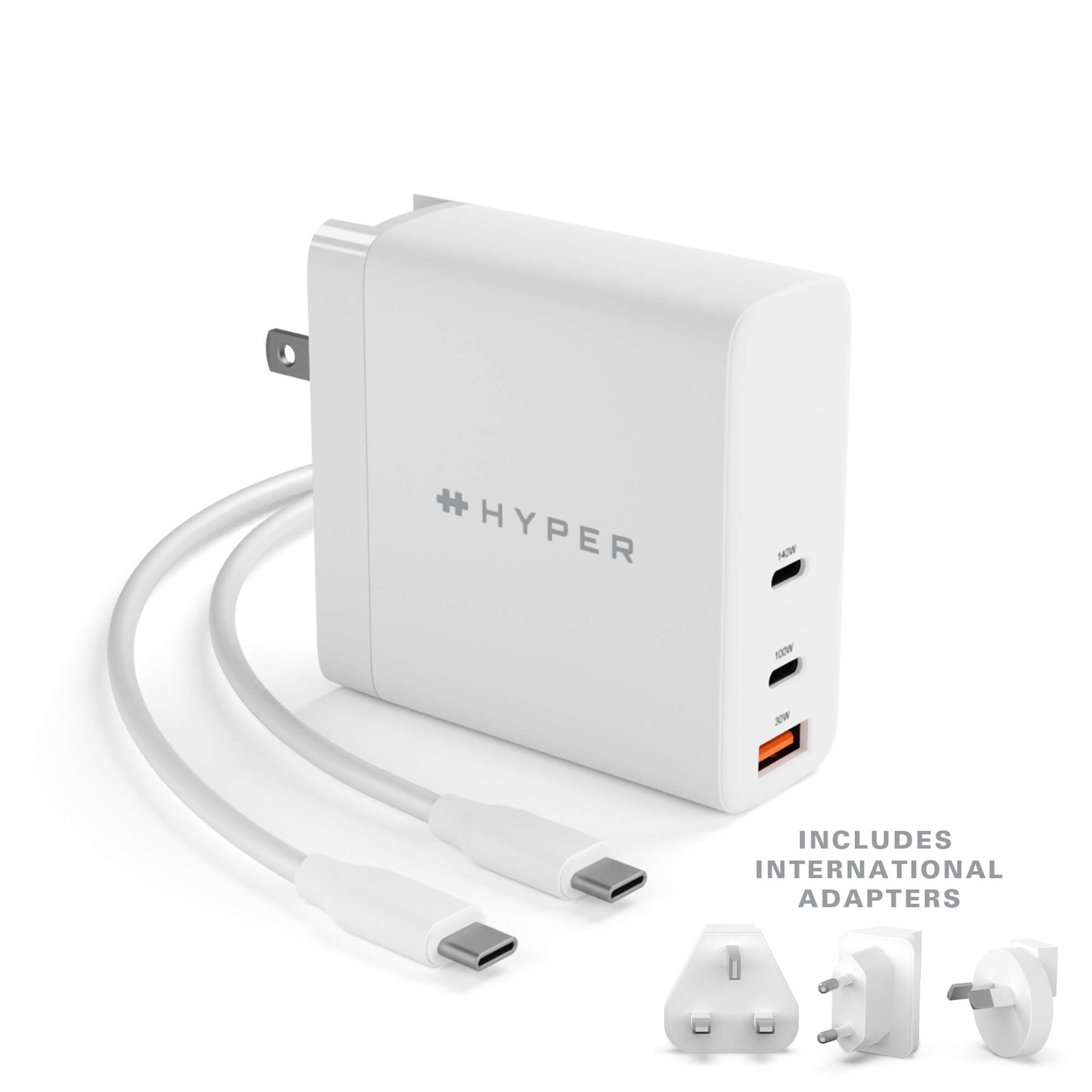 HyperJuice 140W GaN Wall USB-C Charger with Adapters